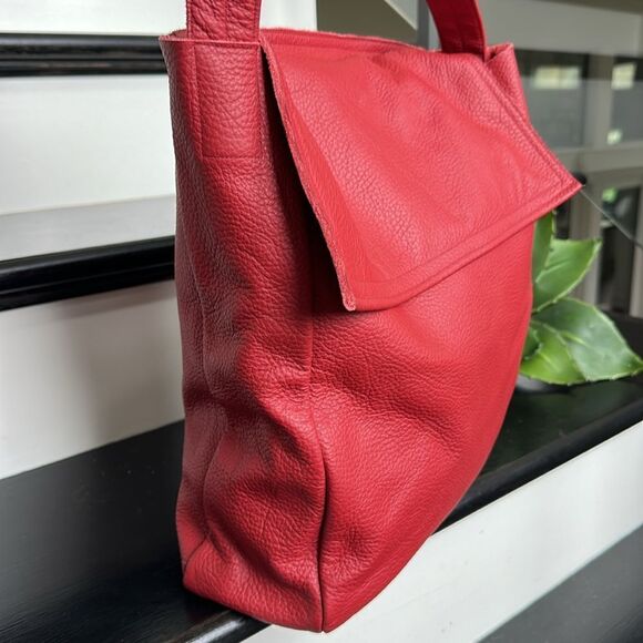 New! foks form Tote Bag genuine Leather Minimal Hobo Shoulder purse handbag - Picture 3 of 13